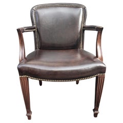 Late 20th Century Drexel Mahogany and Leather Office Chair with Nailhaed Trims