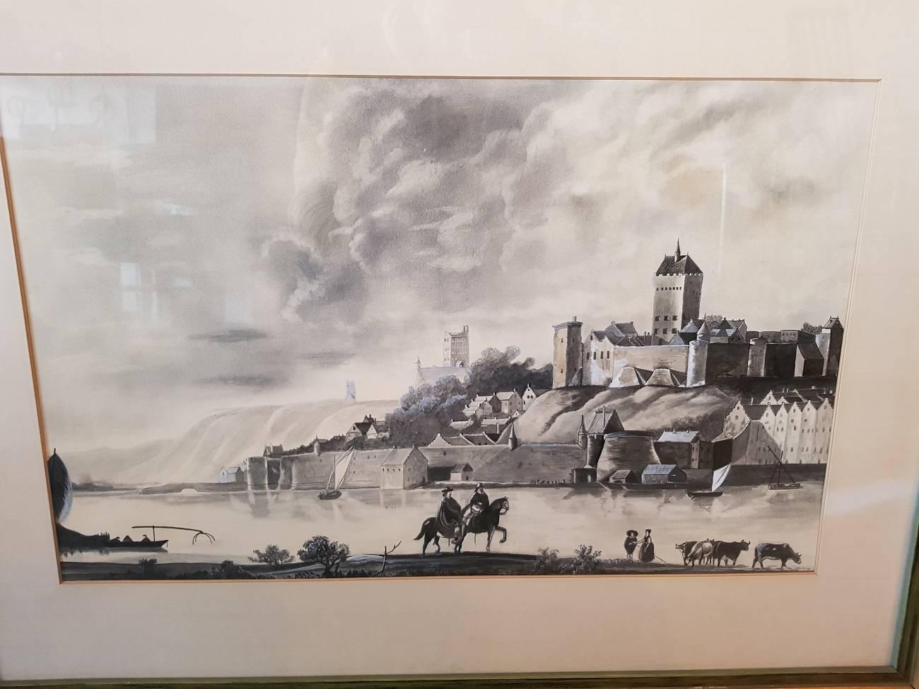 Charcoal drawing from the second half of the 20th century view of Nijmegen with the Valkhof this is believed to work by Aelbert Cuyp 17th century painter.

The measurements are incl. frame,
Depth 2 cm/ 0.7 inch.
Width 75 cm/ 29.5 inch.
Height