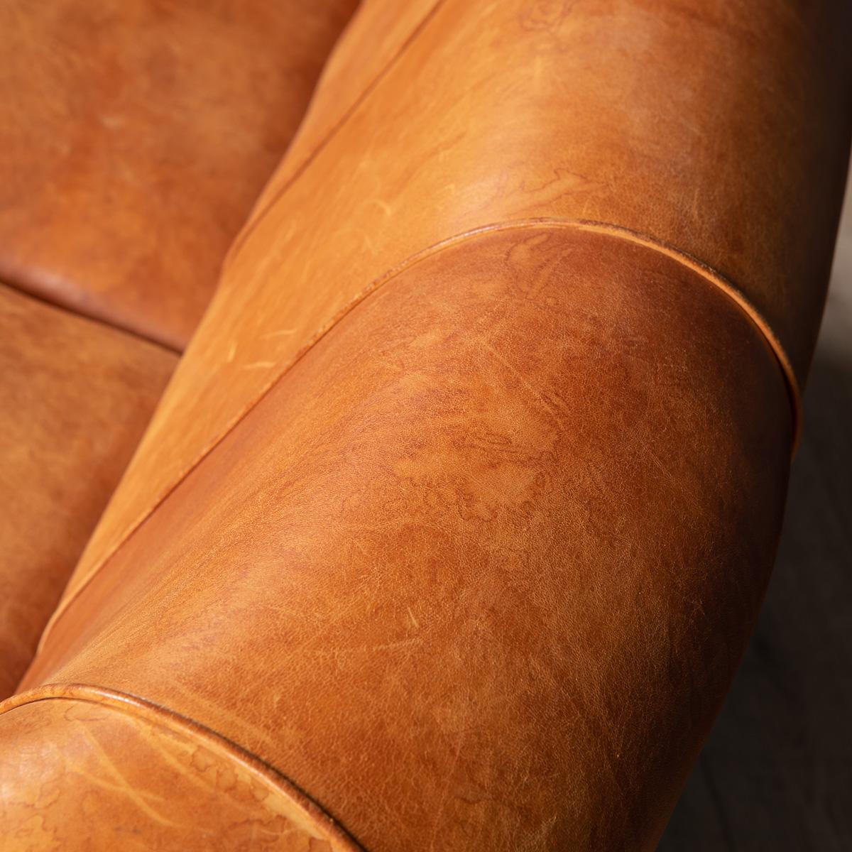 Late 20th Century Dutch Three-Seat Sheepskin Leather Sofa For Sale 7