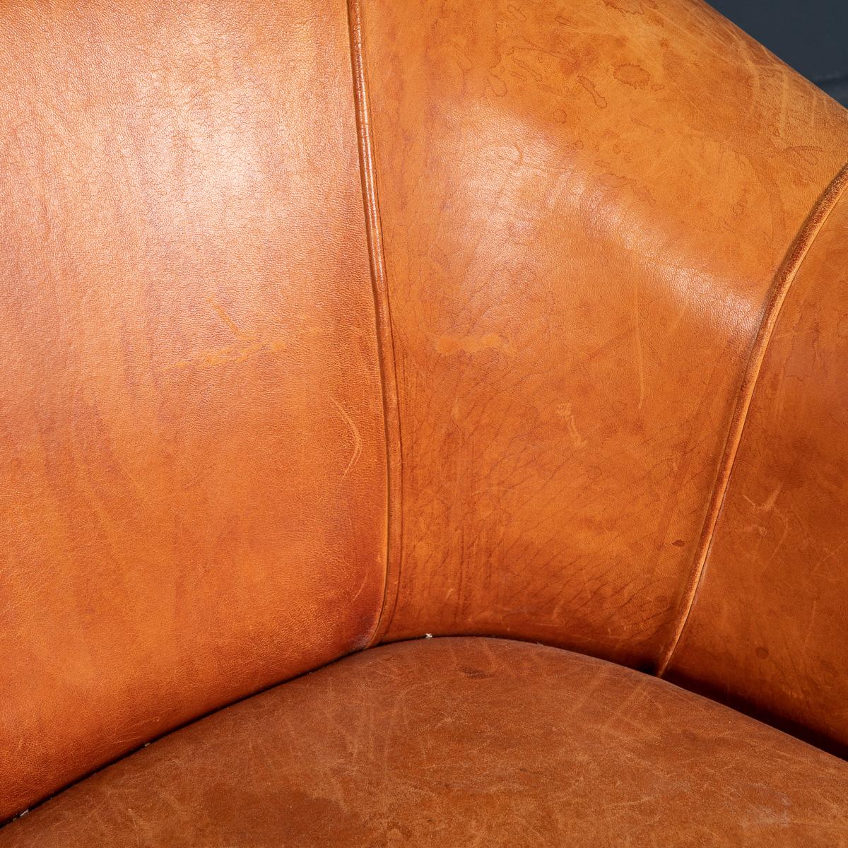 Late 20th Century Dutch Three-Seat Sheepskin Leather Sofa For Sale 10