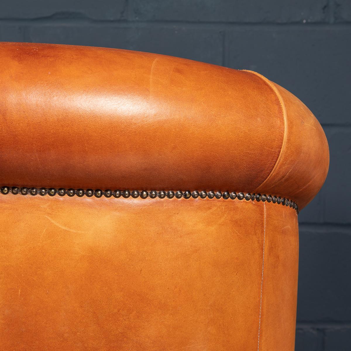 Late 20th Century Dutch Three-Seat Sheepskin Leather Sofa For Sale 15