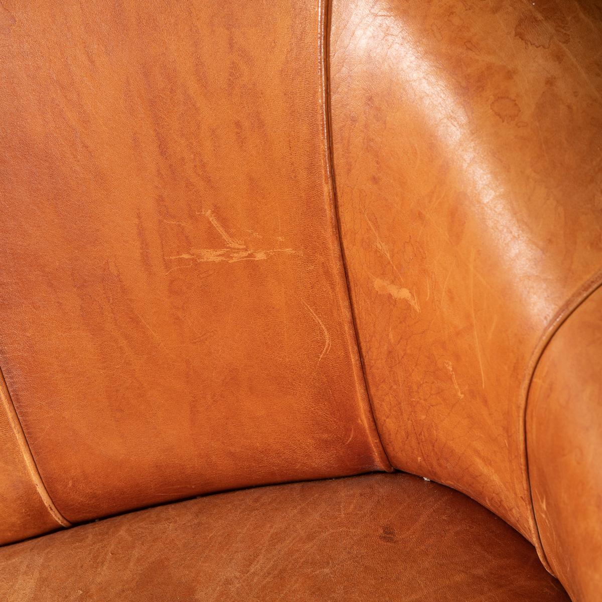 Late 20th Century Dutch Three-Seat Sheepskin Leather Sofa For Sale 17