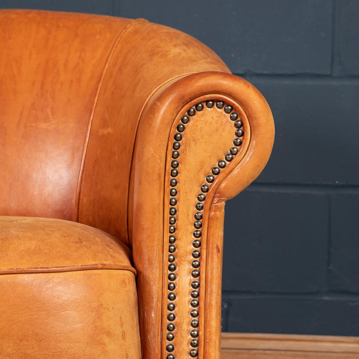 Late 20th Century Dutch Three-Seat Sheepskin Leather Sofa For Sale 3