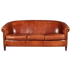 Late 20th Century Dutch Three Seat Sheepskin Leather Sofa