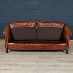 Late 20th Century Dutch Three-Seat Sheepskin Leather Sofa