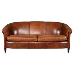 Late 20th Century Dutch Three-Seat Sheepskin Leather Sofa