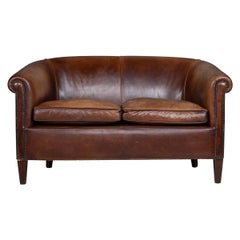 Late 20th Century Dutch Two-Seat Leather Sofa, circa 1970