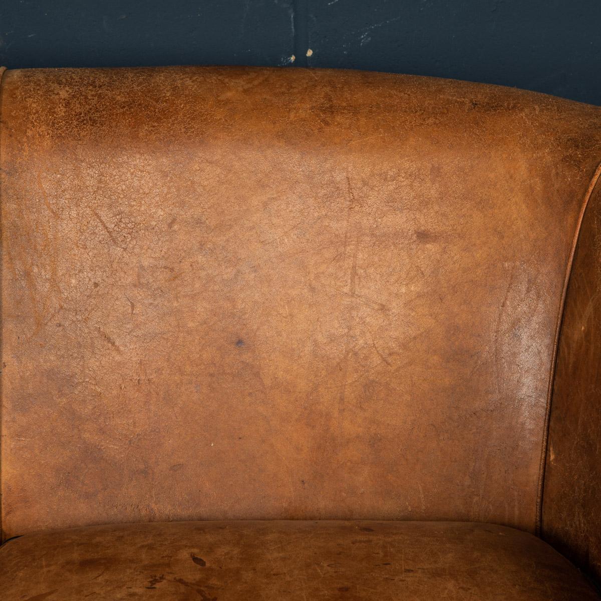 Late 20th Century Dutch Two Seater Sheepskin Leather Sofa For Sale 9