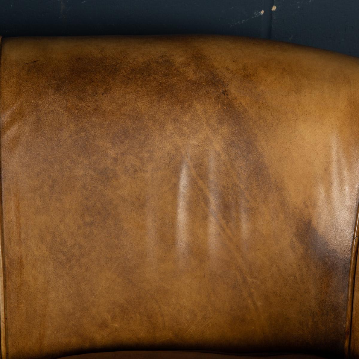 Late 20th Century Dutch Two Seater Sheepskin Leather Sofa For Sale 13