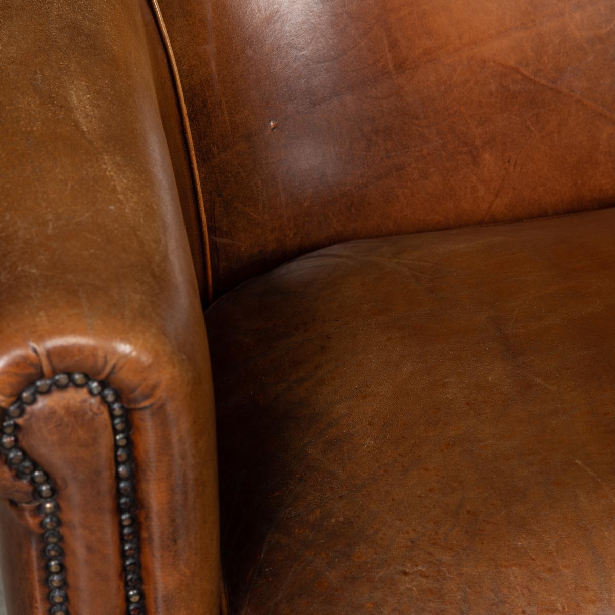 Late 20th Century Dutch Two-Seat Tan Leather Sofa 5