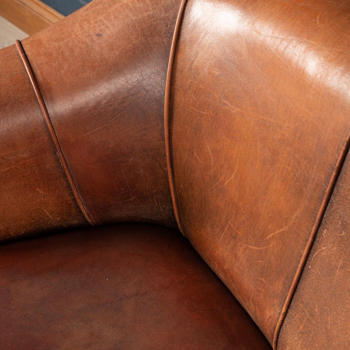 Late 20th Century Dutch Two Seater Tan Sheepskin Leather Sofa 8