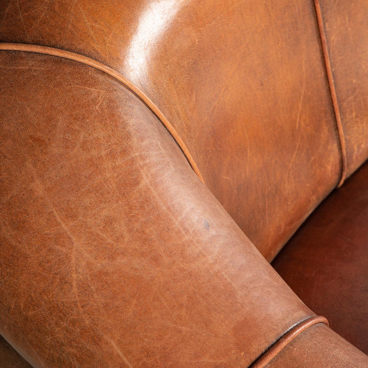 Late 20th Century Dutch Two Seater Tan Sheepskin Leather Sofa 11