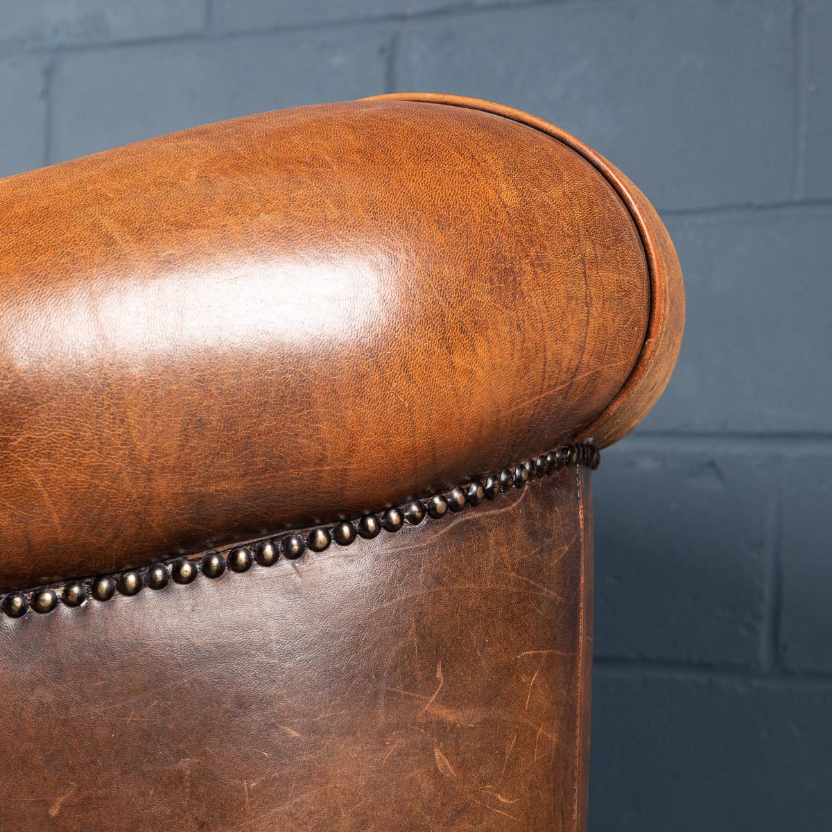 Late 20th Century Dutch Two Seater Tan Sheepskin Leather Sofa 12