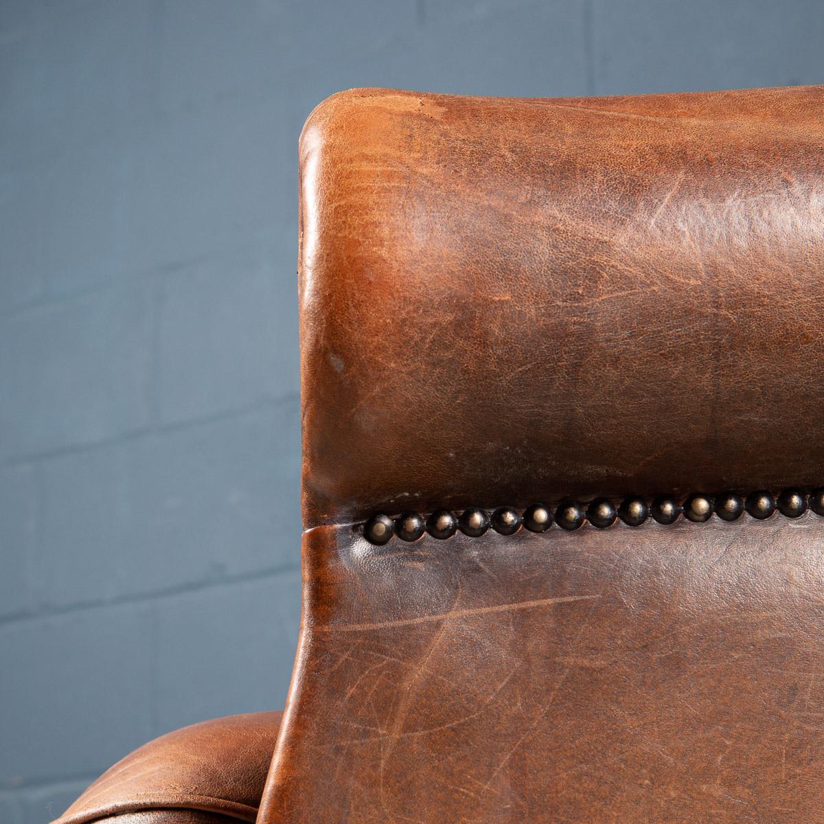 Late 20th Century Dutch Two Seater Tan Sheepskin Leather Sofa 13