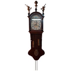 Late 20th Century Dutch Walnut Burl Vintage Style Wall Tail Clock