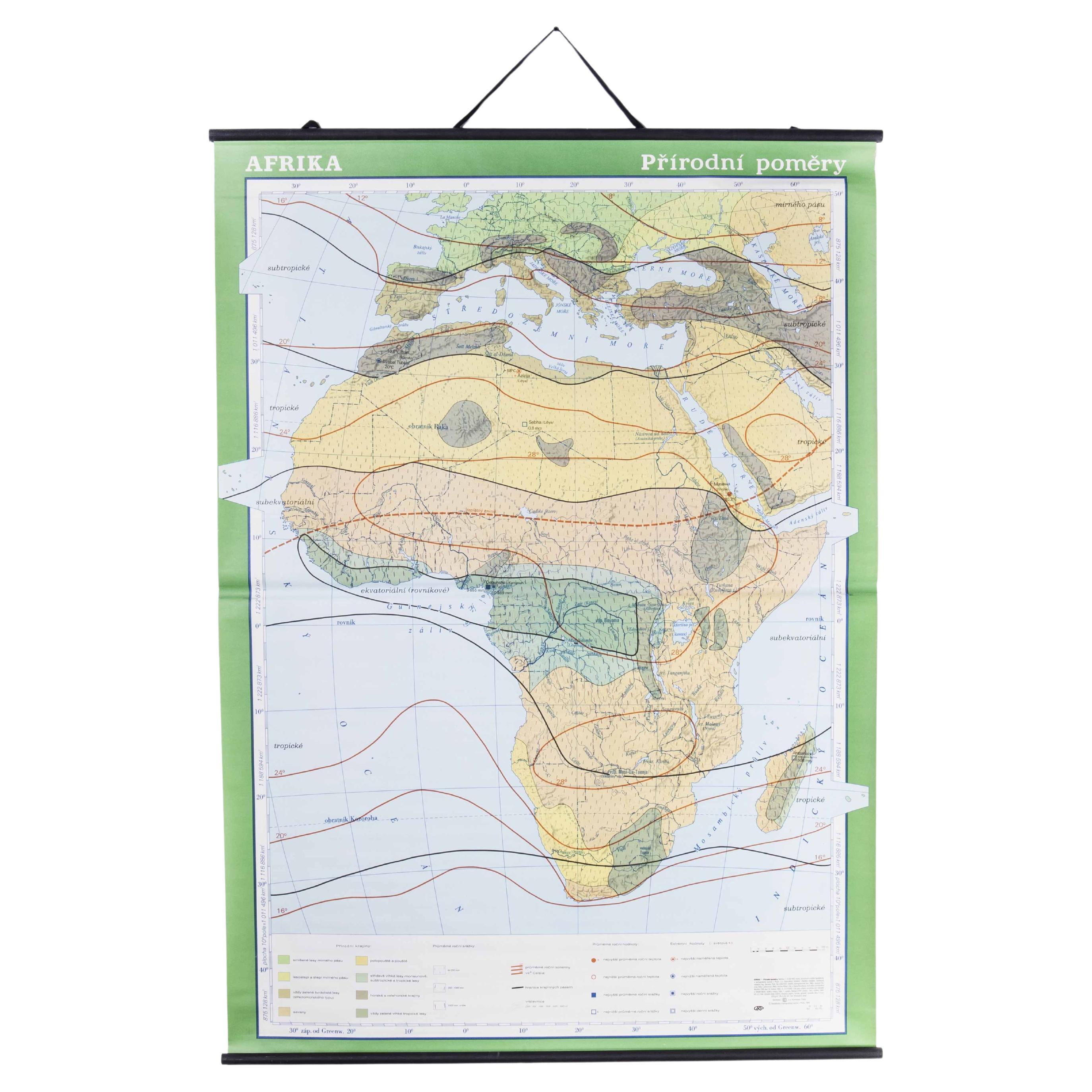 Late 20th Century Educational Geographic Map - African Climate For Sale