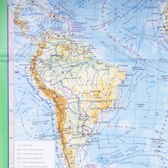 Late 20th Century Educational Geographic Map - Atlantic Currents