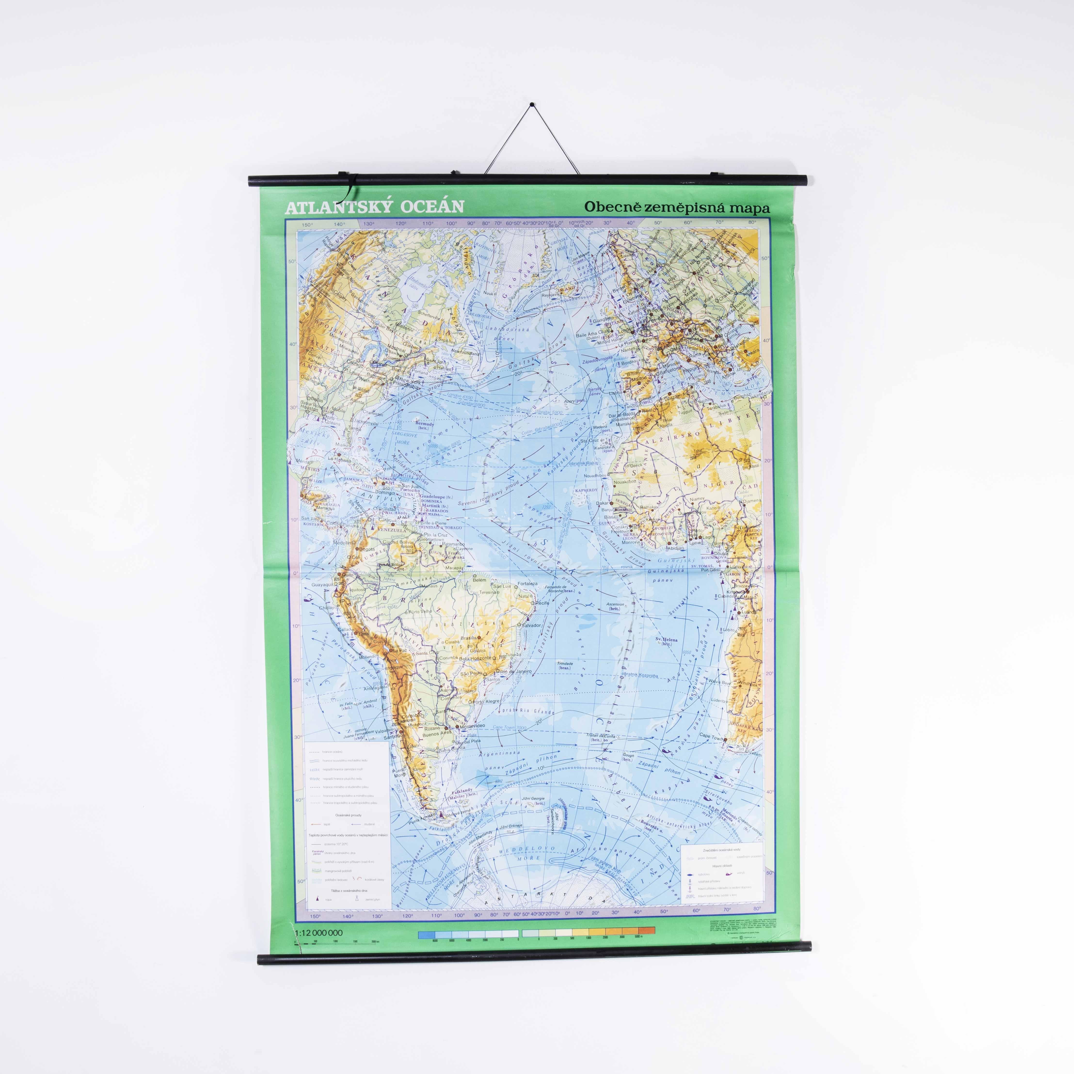 Late 20th Century Educational Geographic Map - Atlantic Currents For Sale 3