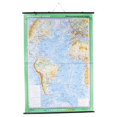 Retro Late 20th Century Educational Geographic Map - Atlantic Currents