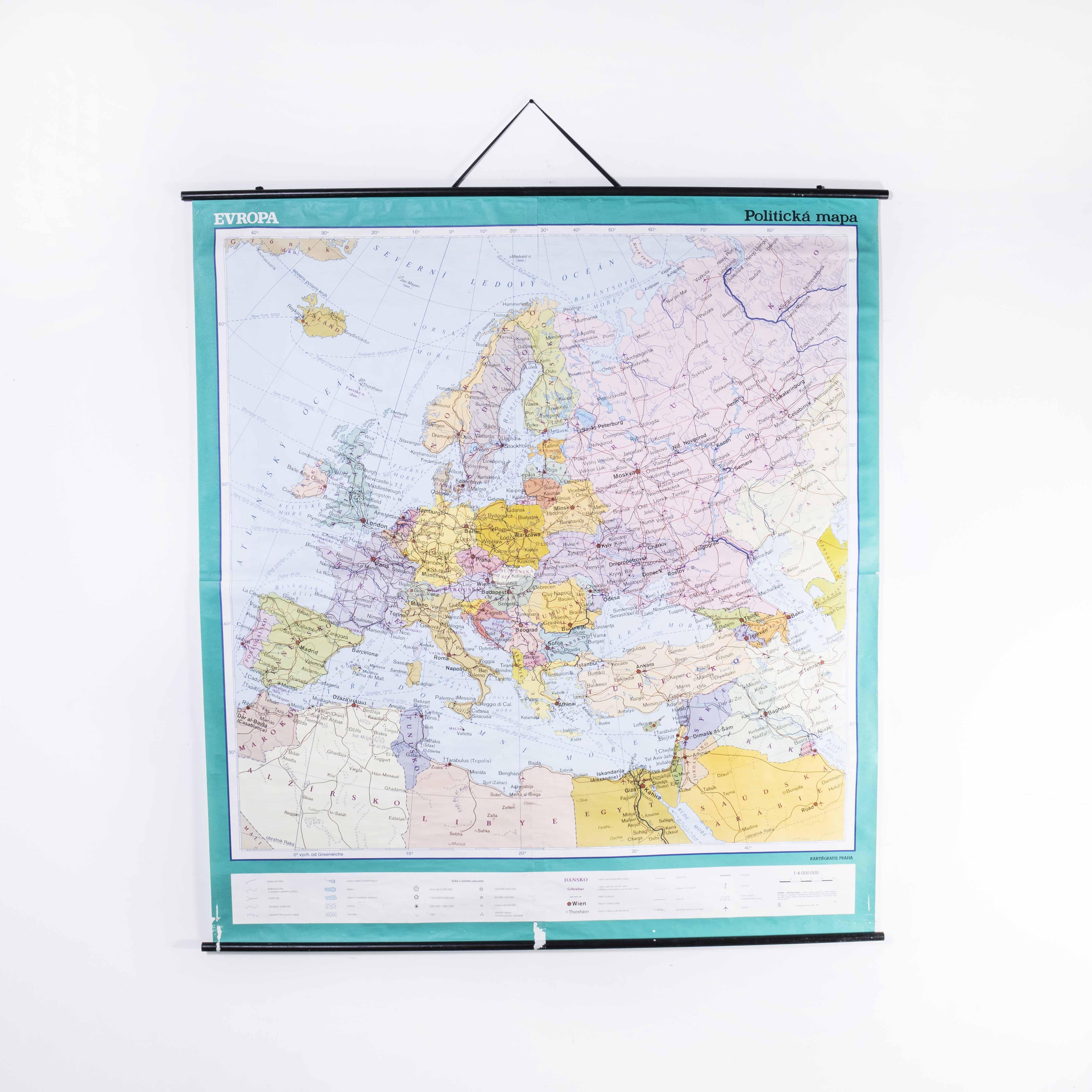 Late 20th Century Educational Geographic Map - European Countries (1728.14) For Sale 2