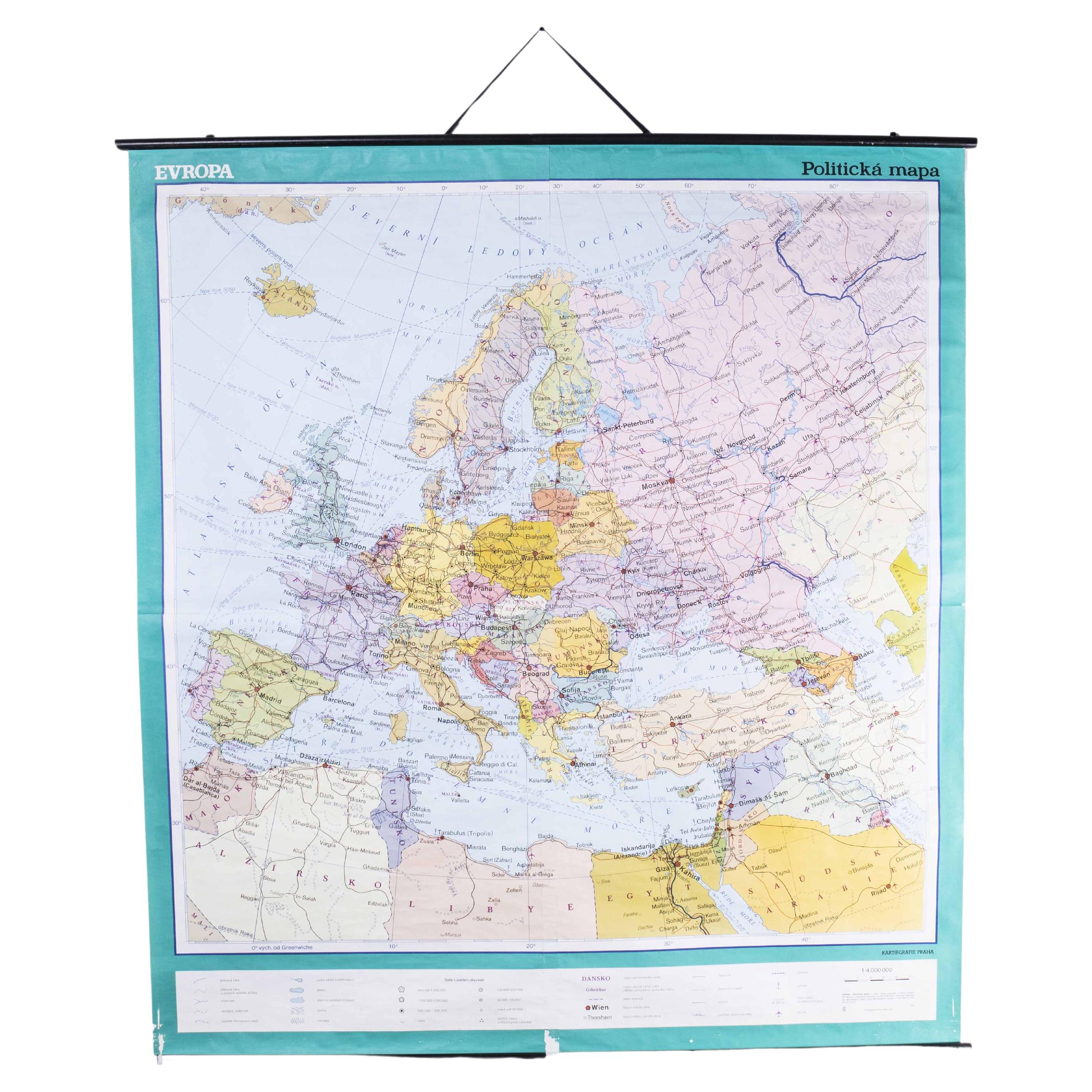 Late 20th Century Educational Geographic Map - European Countries (1728.14) For Sale