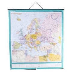 Retro Late 20th Century Educational Geographic Map - European Countries (1728.14)