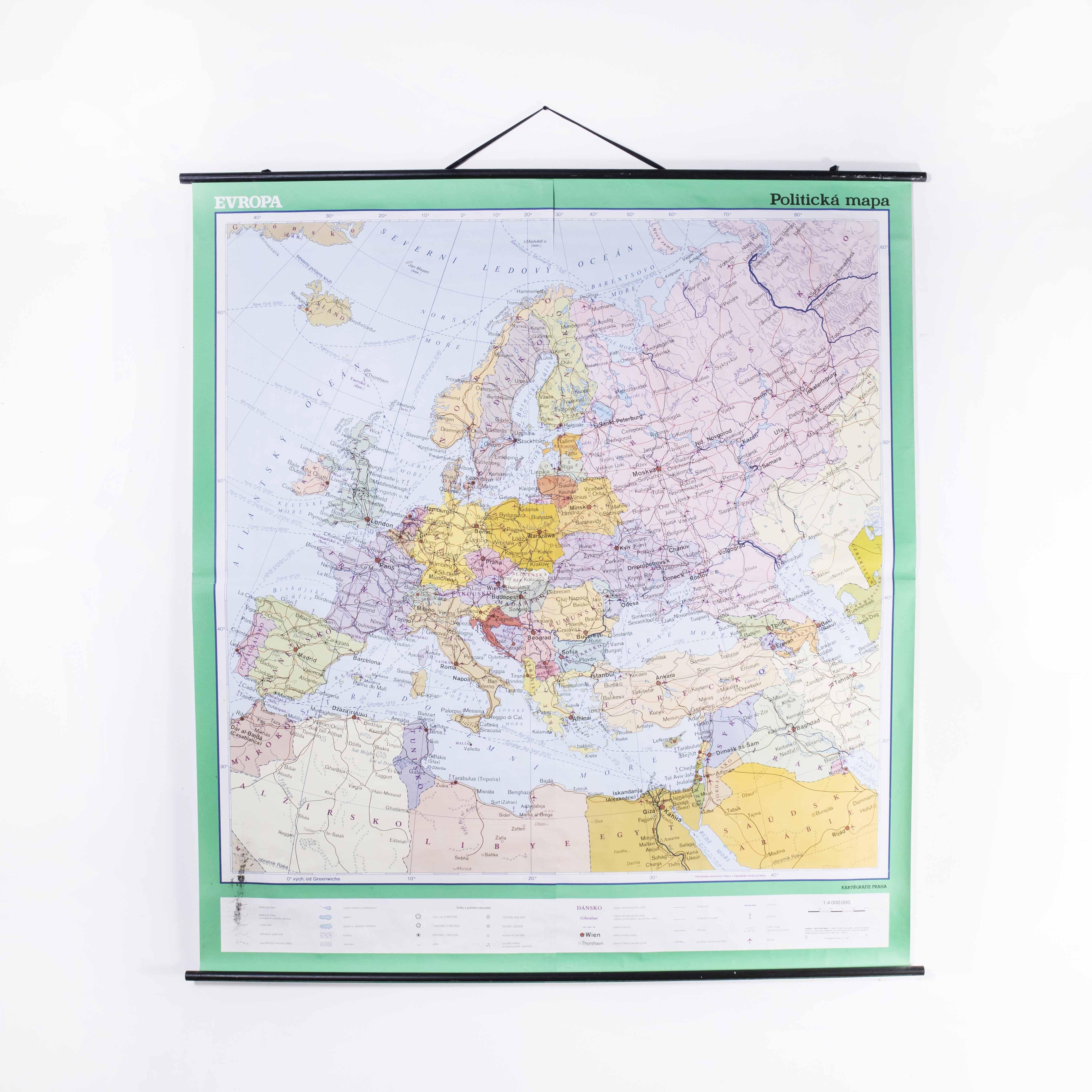 Late 20th Century Educational Geographic Map - European Countries For Sale 2