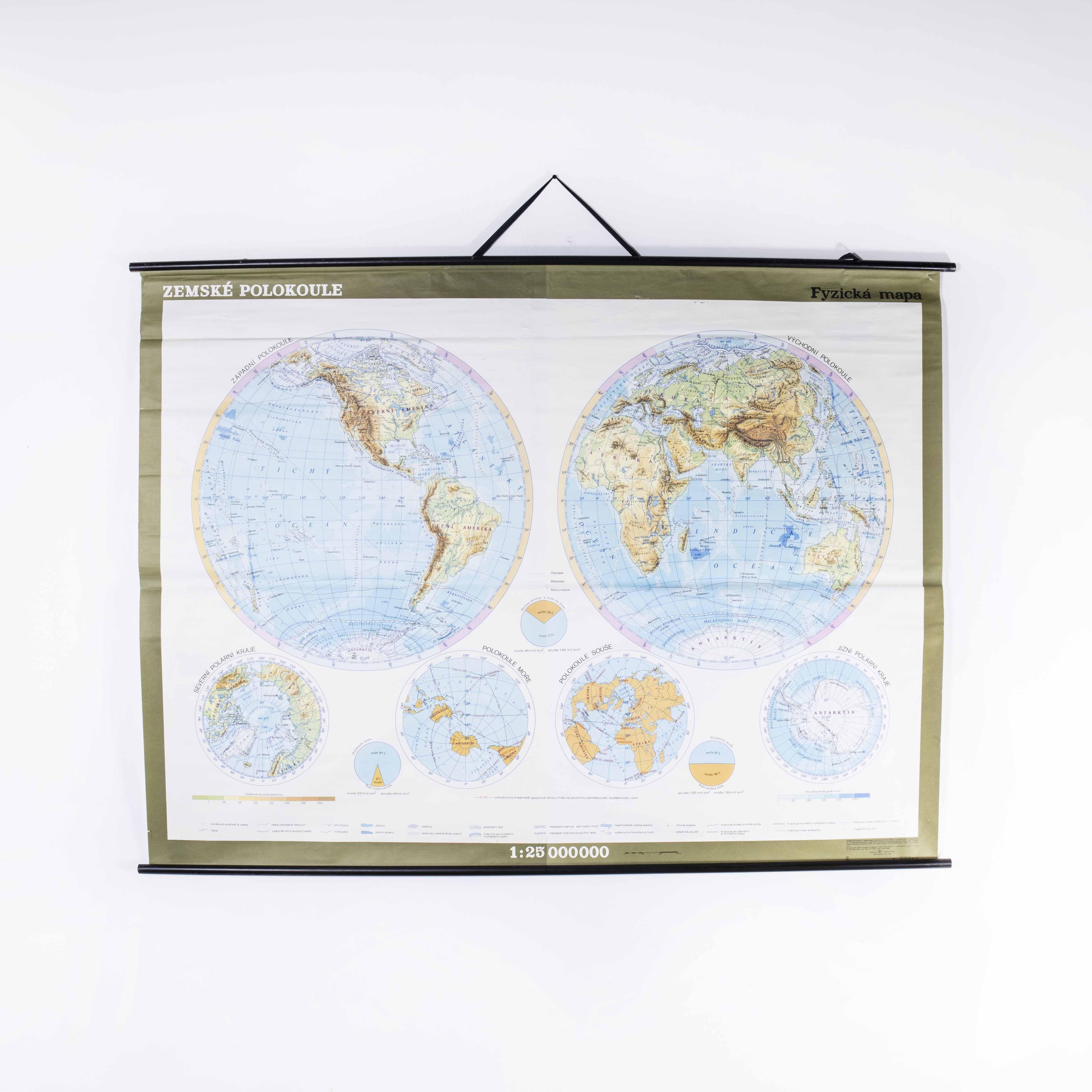 Late 20th Century Educational Geographic Map - Hemispheres For Sale 2