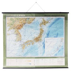 Vintage Late 20th Century Educational Geographic Map - Japan - Korea