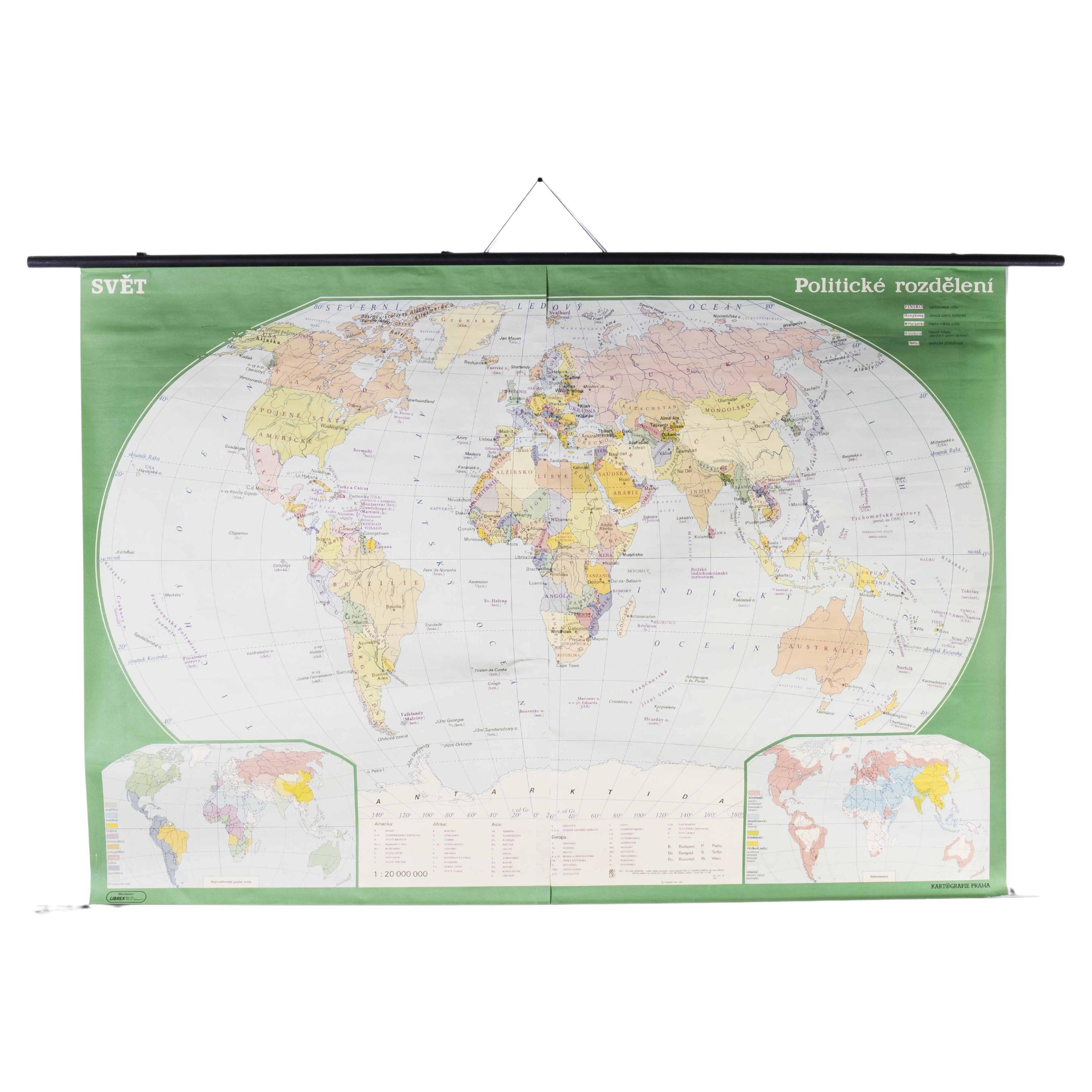 Late 20th Century Educational Geographic Map - World Atlas For Sale