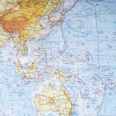 Late 20th Century Educational Geographic Map - Worlds Oceans