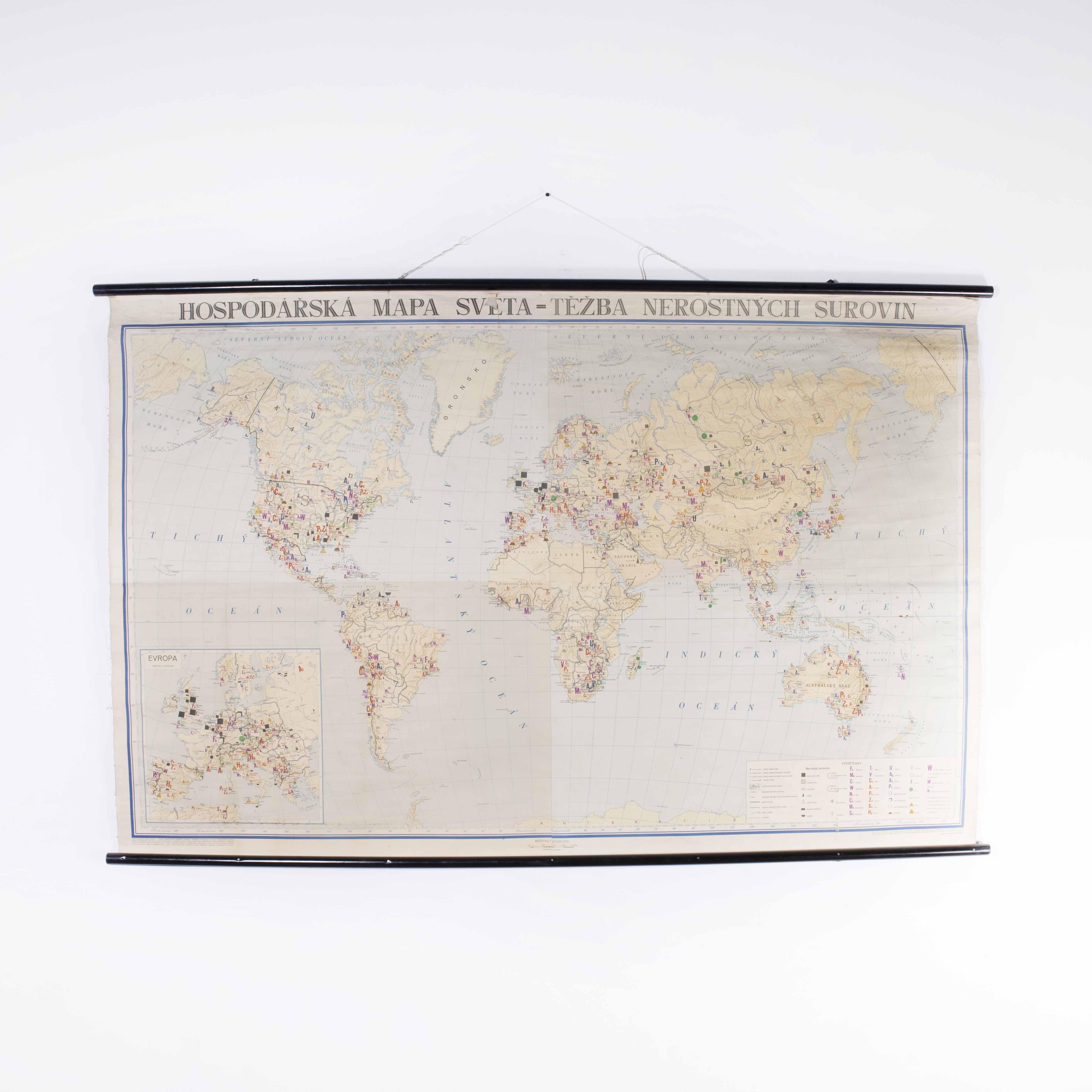 Late 20th Century Educational Geographic Map - Worlds Resources For Sale 2