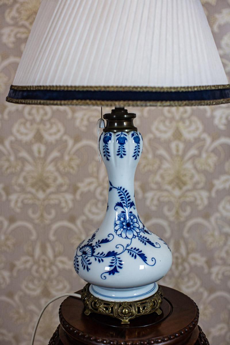 Late 20th-Century Electric Table Lamp with Ceramic Body and Brass Base 1
