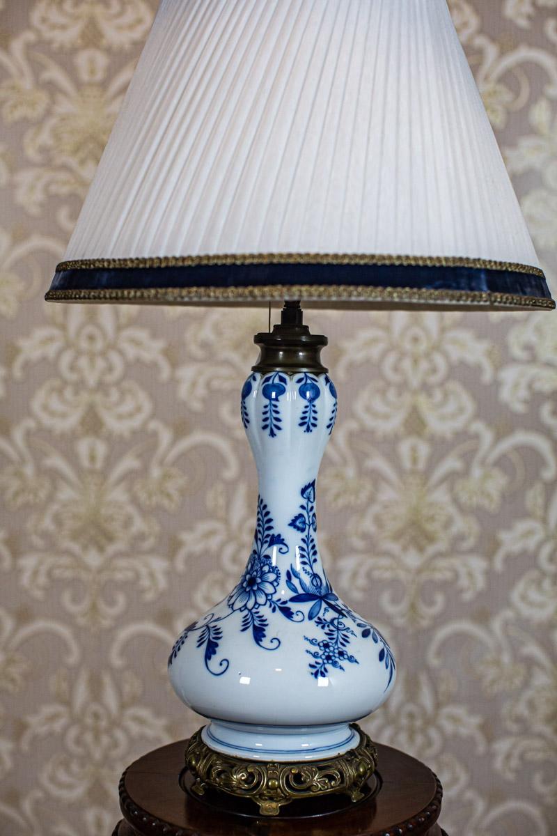 20th Century Late 20th-Century Electric Table Lamp with Ceramic Body and Brass Base