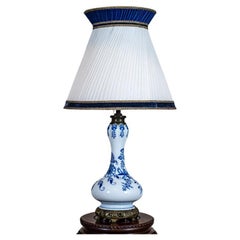 Late 20th-Century Electric Table Lamp with Ceramic Body and Brass Base
