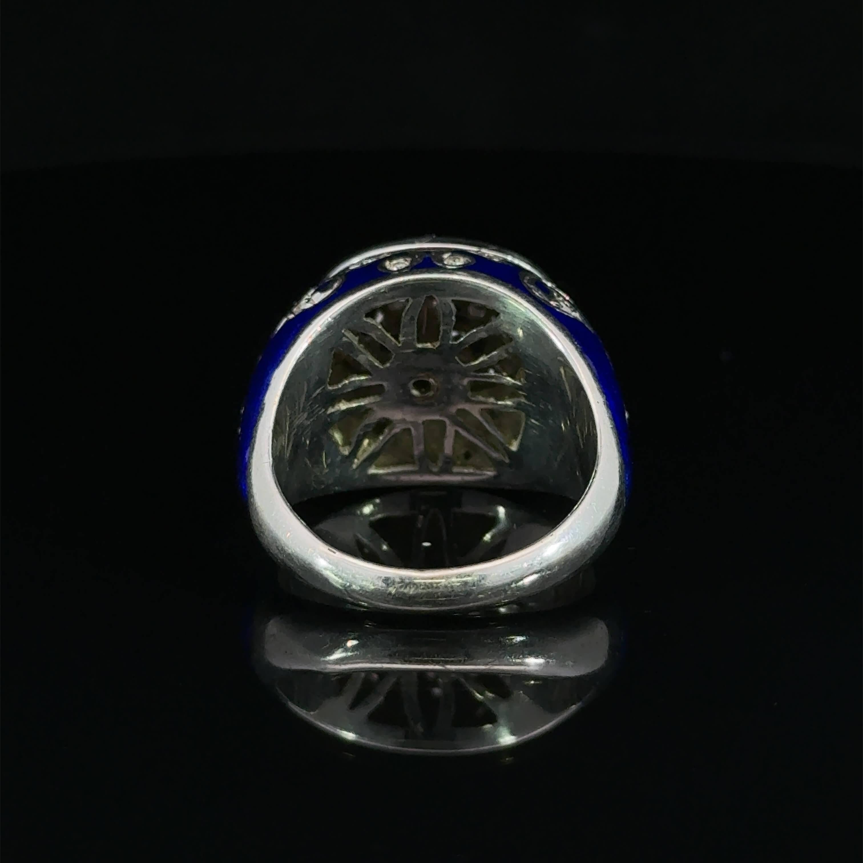 Brilliant Cut Late 20th Century Enamel & Diamond Ring Circa 1990s For Sale