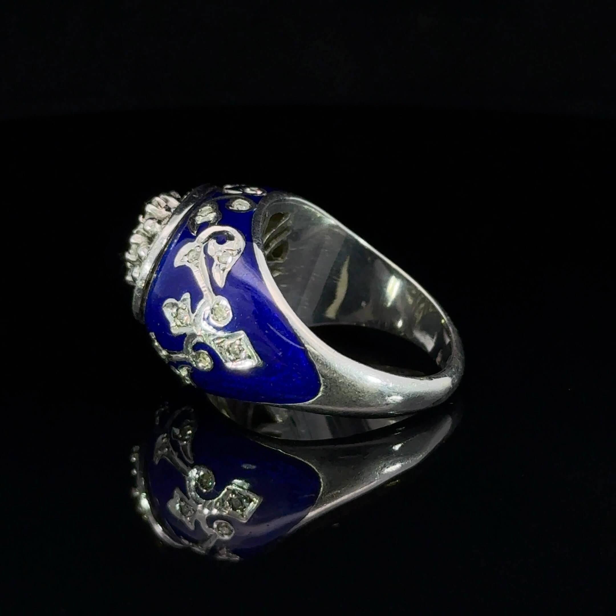Late 20th Century Enamel & Diamond Ring Circa 1990s In Good Condition For Sale In ADELAIDE, SA