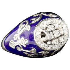 Late 20th Century Enamel & Diamond Ring Circa 1990s