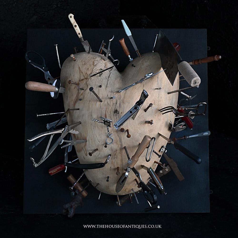 Modern Late 20th Century encased art installation entitled “Heart Ache” For Sale