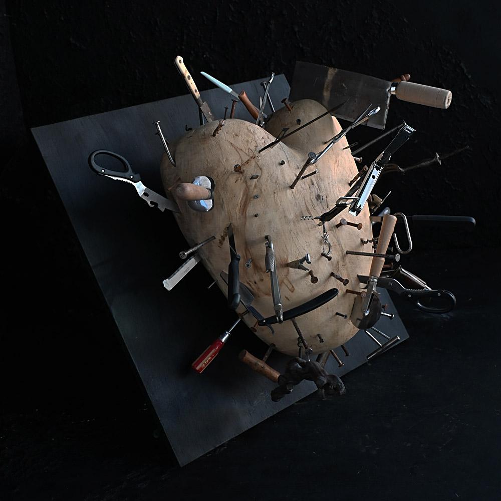 British Late 20th Century encased art installation entitled “Heart Ache” For Sale