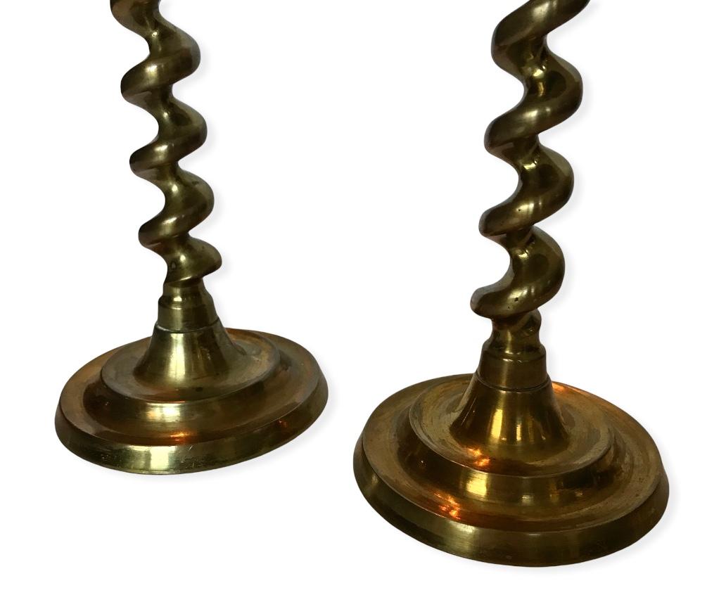 Post modern iron candleholder set with real brass finish. Amazing swirl design. Marked “England”.

