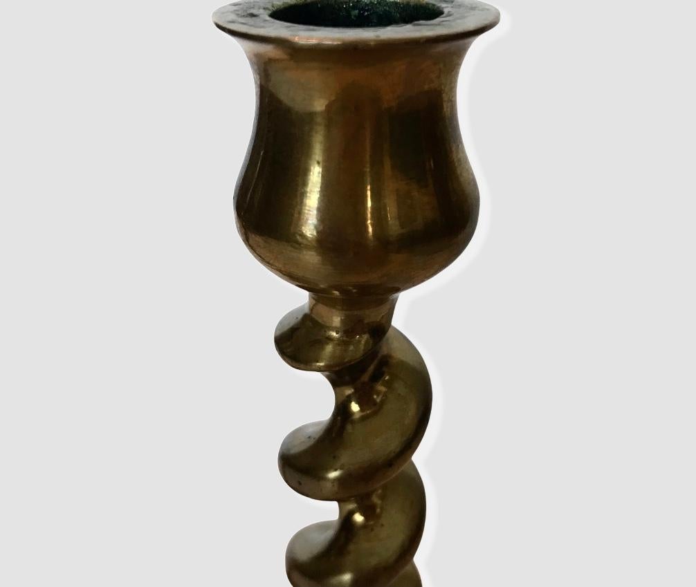 British Colonial Late 20th Century English Brass Swirl Candleholders