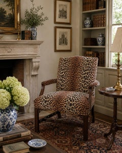 Late 20th Century English Chippendale Mahogany Armchair in Leopard