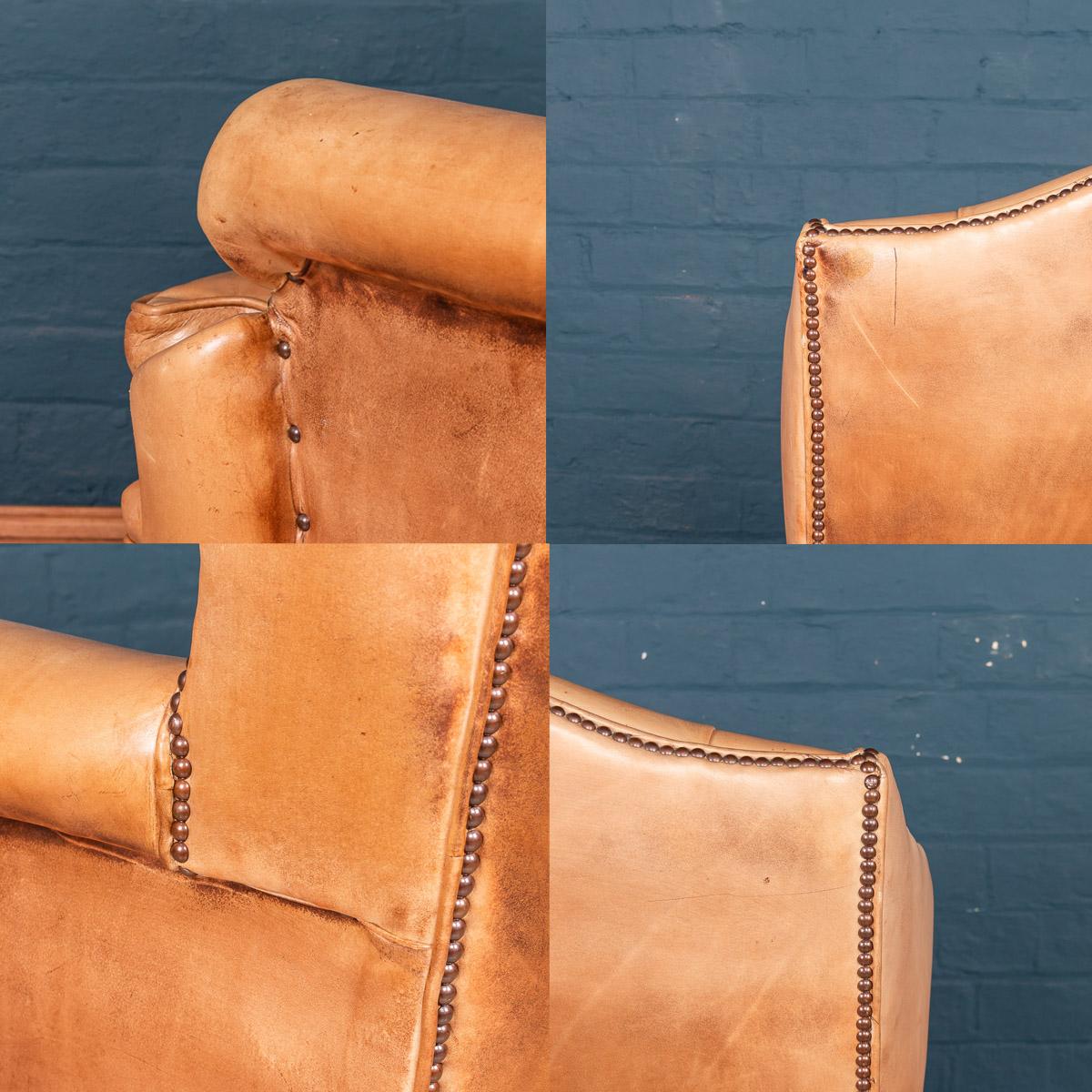 Late 20th Century English Leather Wing Back Chair, circa 1980 9