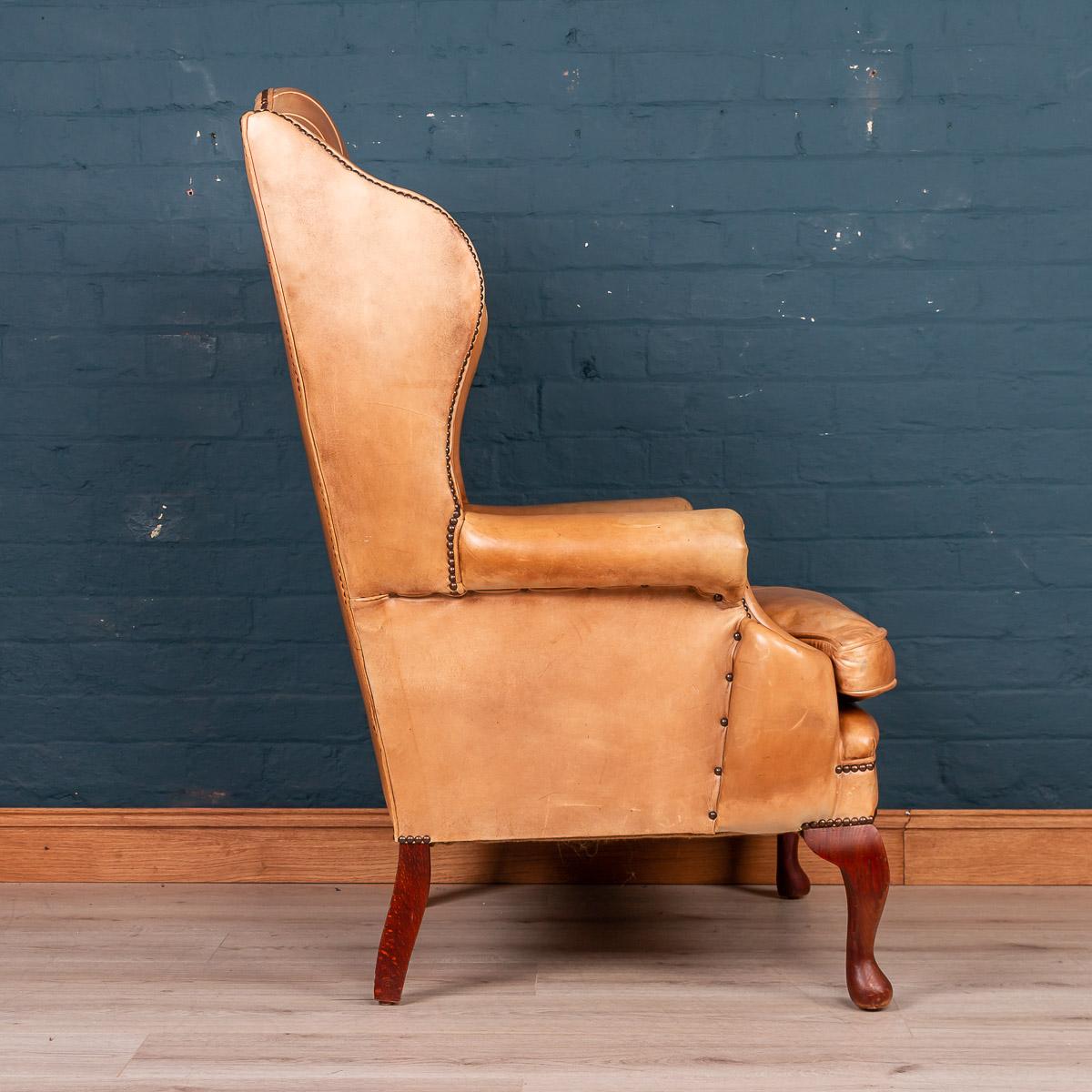 Late 20th Century English Leather Wing Back Chair, circa 1980 2