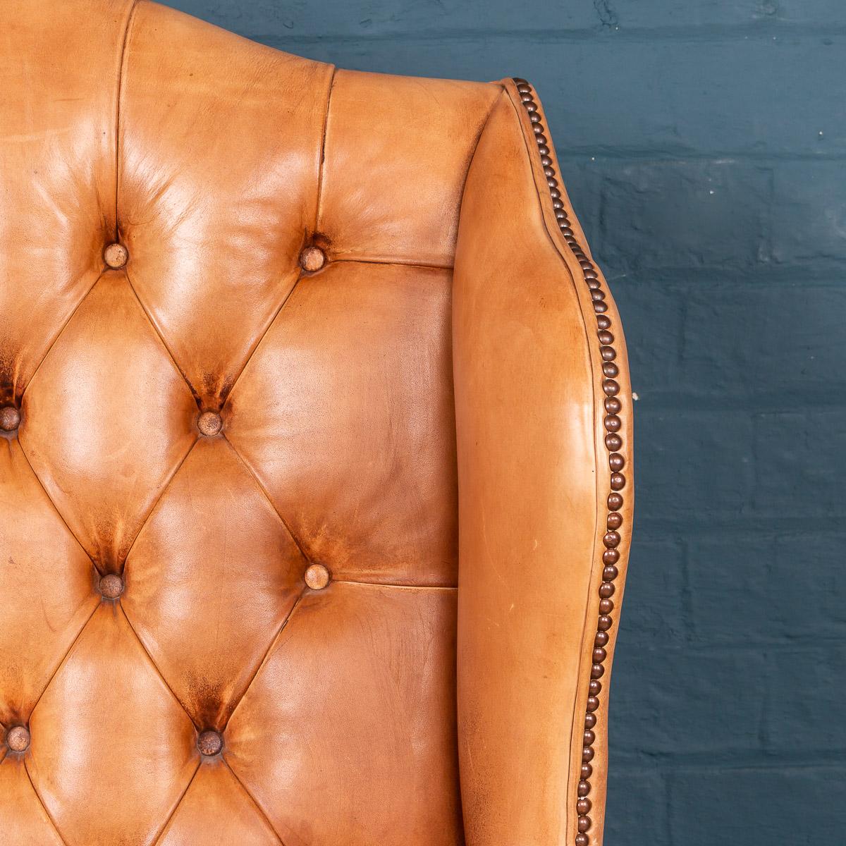 Late 20th Century English Leather Wing Back Chair, circa 1980 5