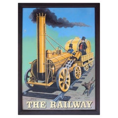 Late 20th Century English Pub Sign for "The Railway" by P.J. Oldreive