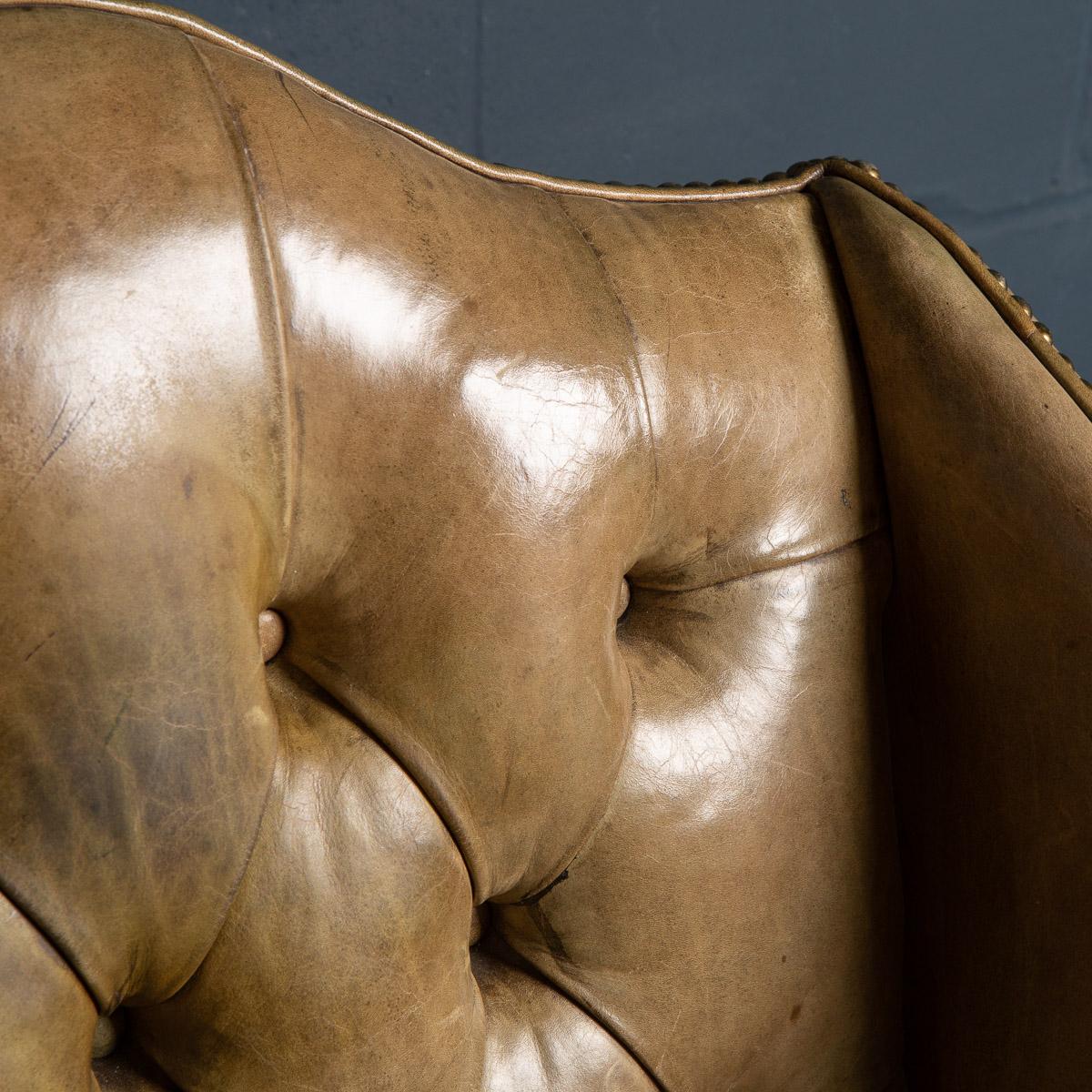 Late 20th Century English Sheepskin Leather Wingback Armchair 7