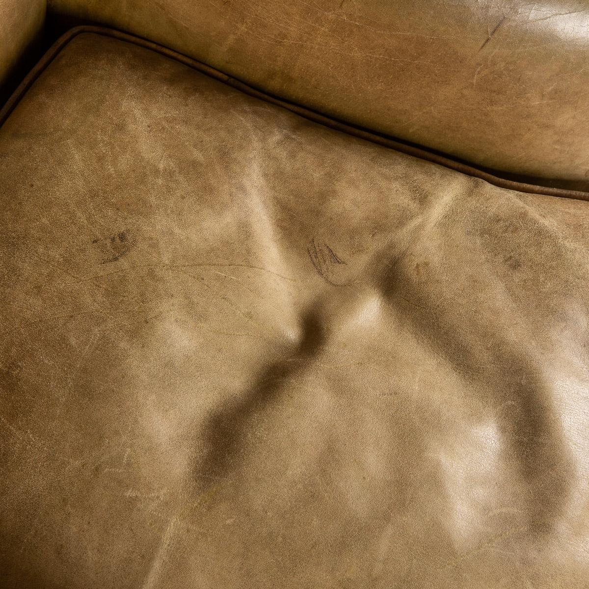 Late 20th Century English Sheepskin Leather Wingback Armchair 16