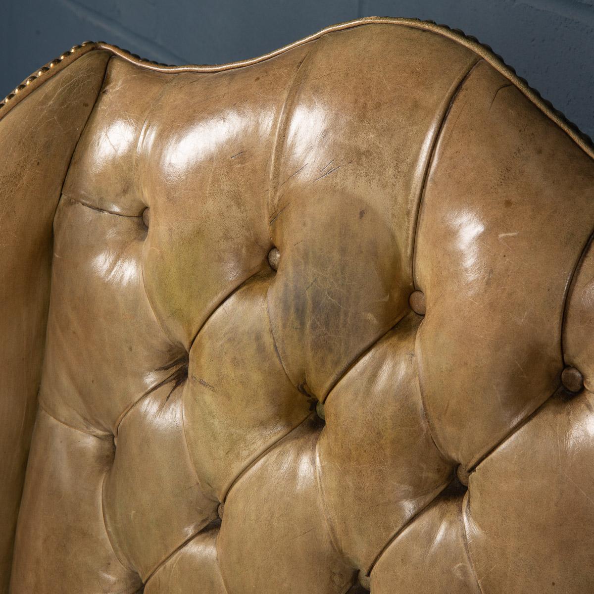 Late 20th Century English Sheepskin Leather Wingback Armchair 6